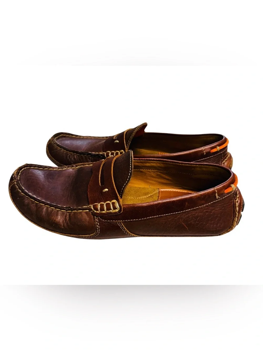 Trask Derek Men's Brown Leather Penny Loafers Moccasin Slippers Size 9M
